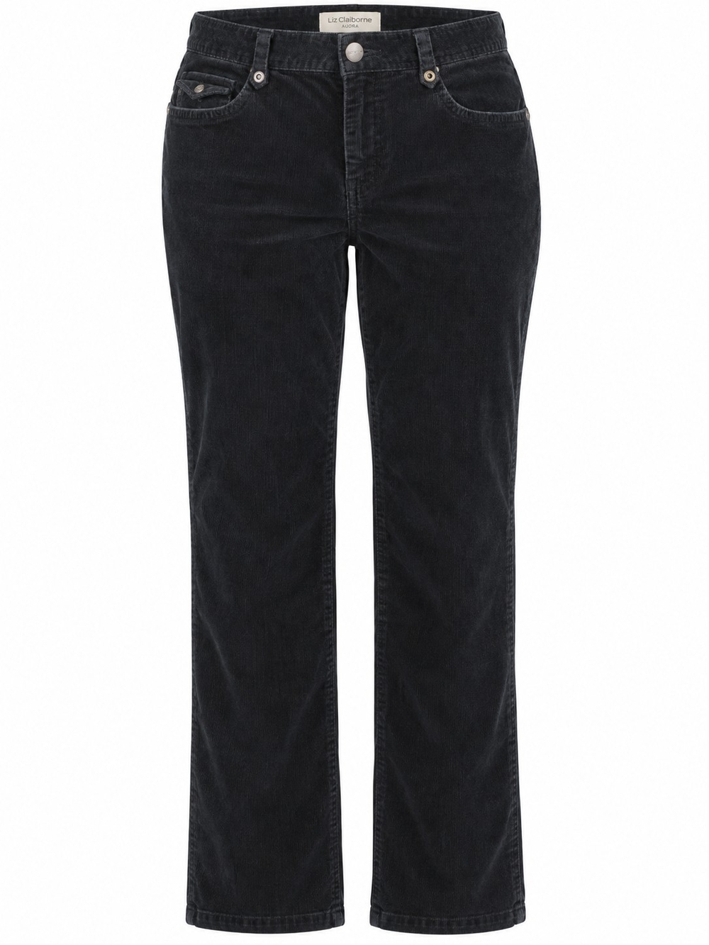 LIZ CLAIBORNE | Audra Black Fine Wale Corduroy Straight Leg Pants | 10